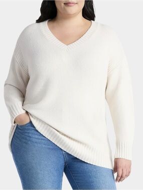 V-Neck Cream Cozy Knit Sweater